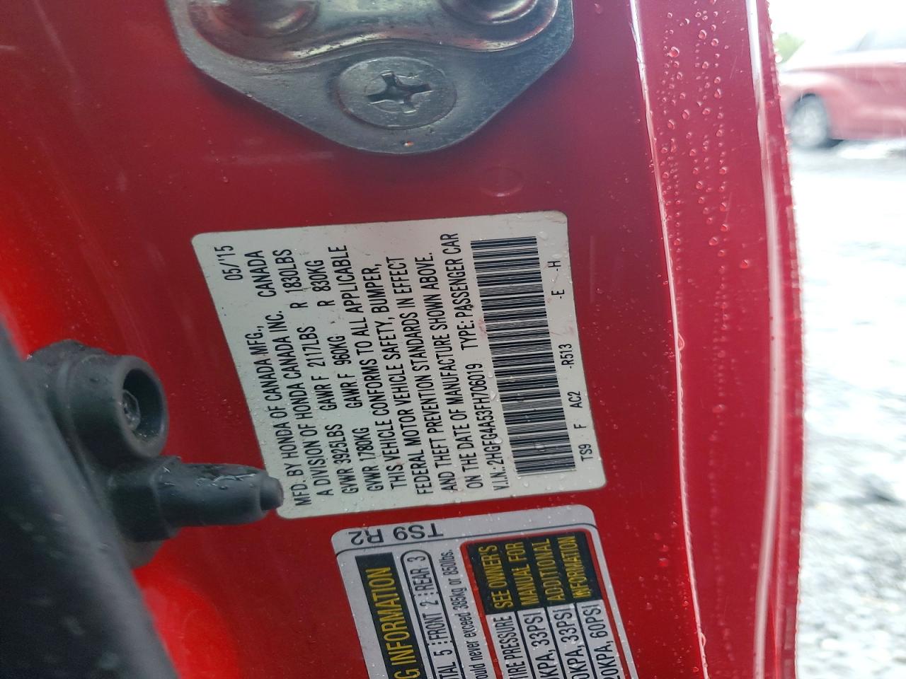 2015 Honda Civic Si Red vin: 2HGFG4A53FH706019