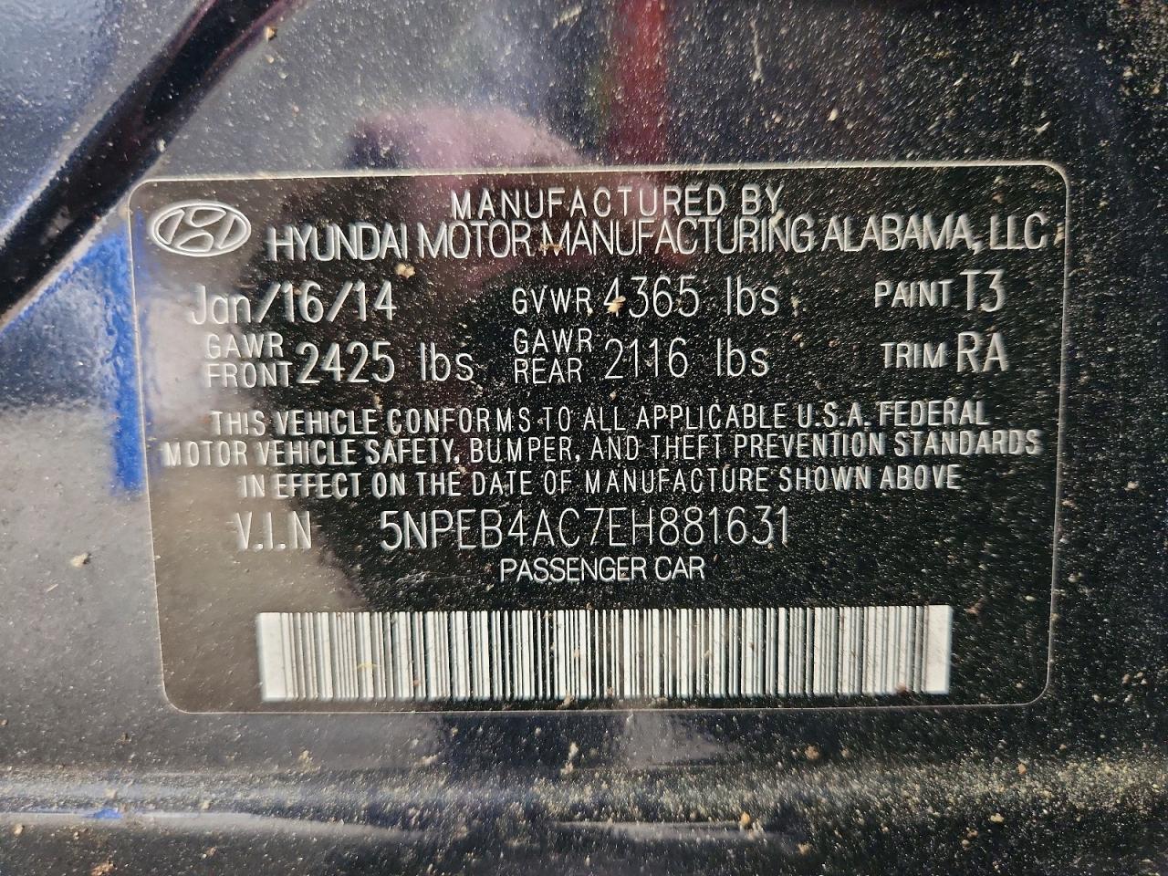 2014 Hyundai Sonata Gls Gray vin: 5NPEB4AC7EH881631