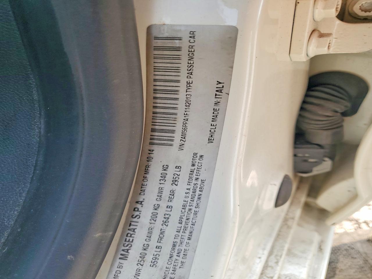 2015 Maserati Quattroporte Gts White vin: ZAM56PPA1F1142013