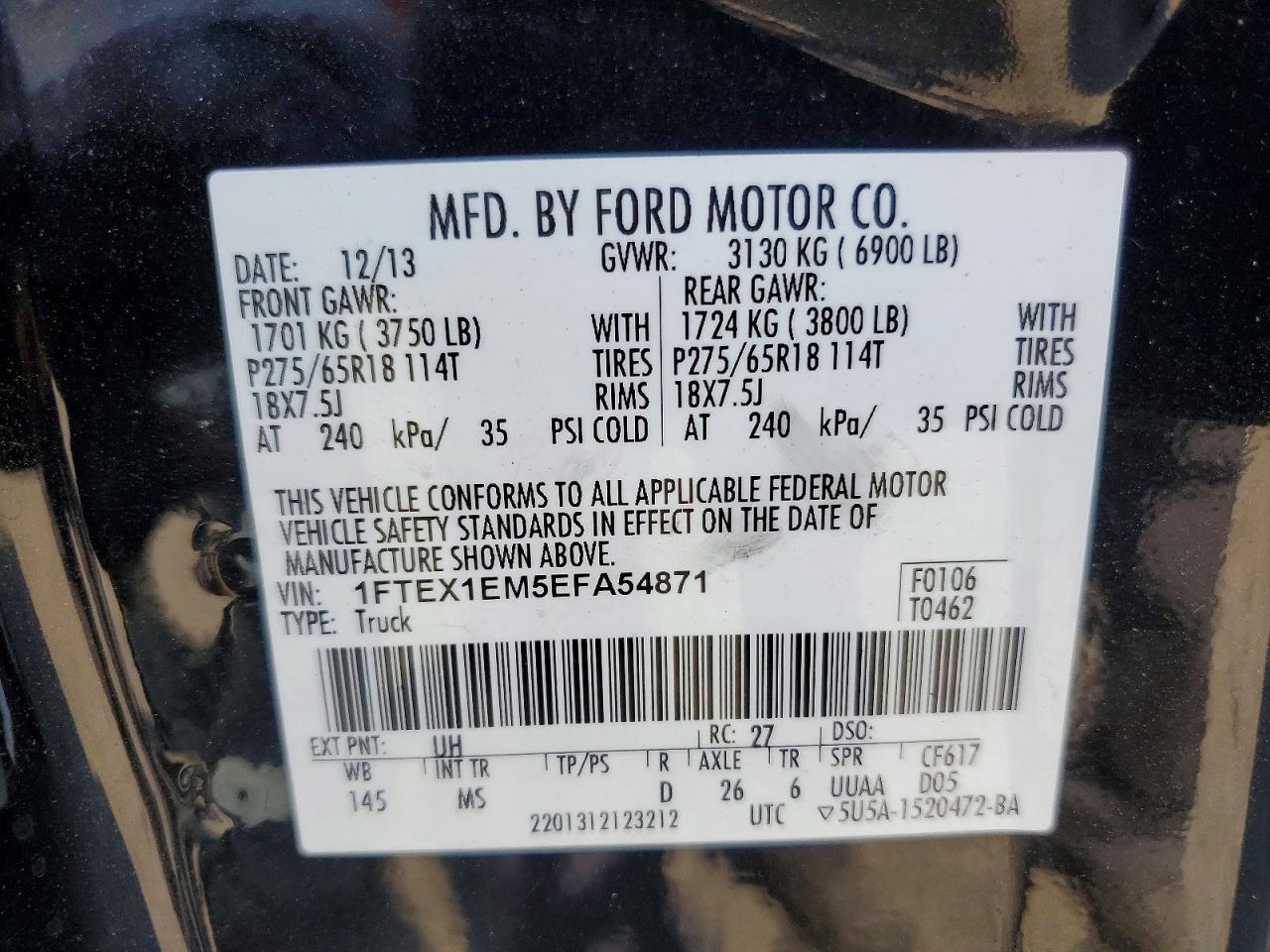 2014 Ford F150 Super Cab Black vin: 1FTEX1EM5EFA54871