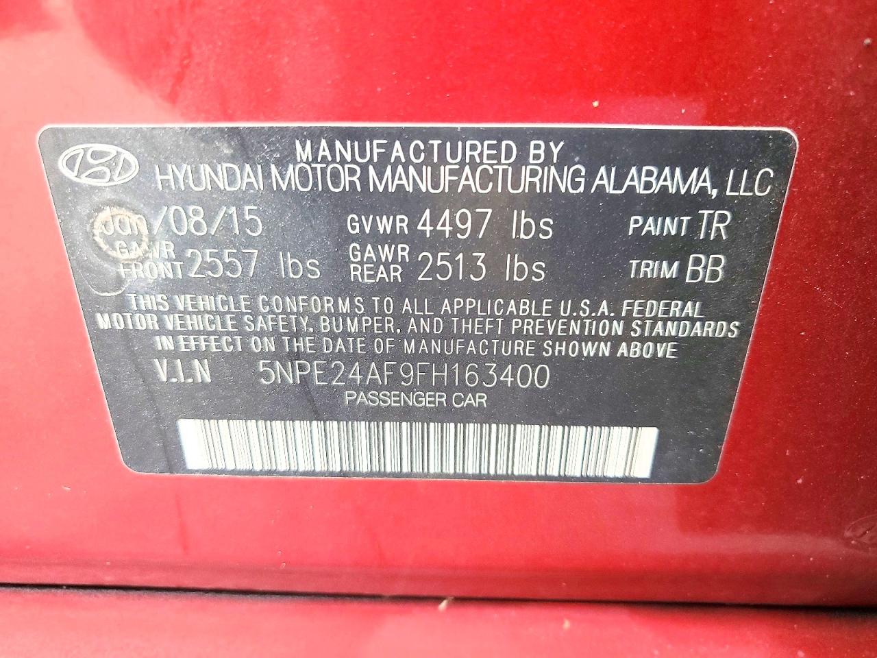 2015 Hyundai Sonata Se Maroon vin: 5NPE24AF9FH163400