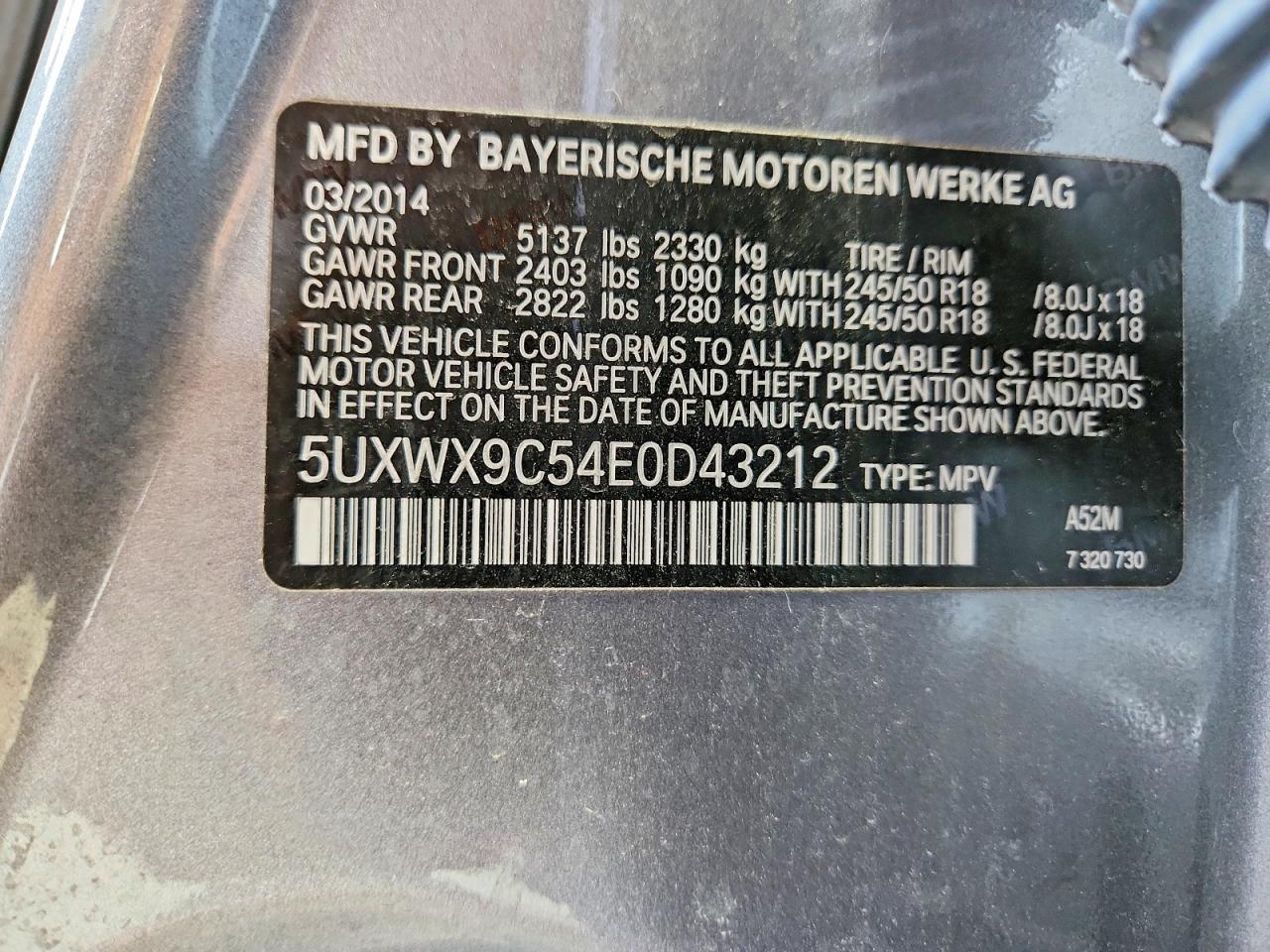 2014 Bmw X3 Xdrive28i Серебряный vin: 5UXWX9C54E0D43212