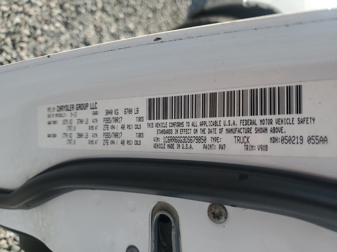 2013 Ram 1500 Slt White vin: 1C6RR6GG3DS679850