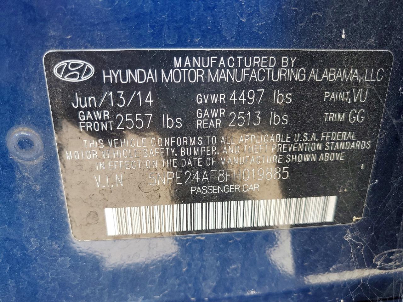 2015 Hyundai Sonata Se Blue vin: 5NPE24AF8FH019885