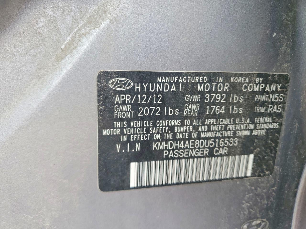 2013 Hyundai Elantra Limited Серебряный vin: KMHDH4AE8DU516533