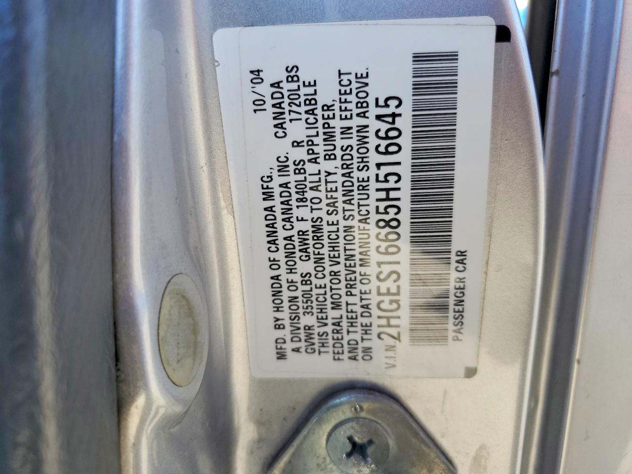 2005 Honda Civic Lx Silver vin: 2HGES16685H516645