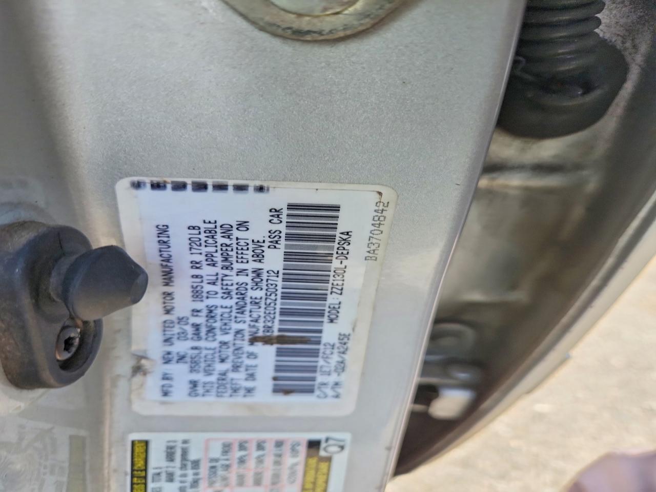 2005 Toyota Corolla Ce Silver vin: 1NXBR32E05Z503712