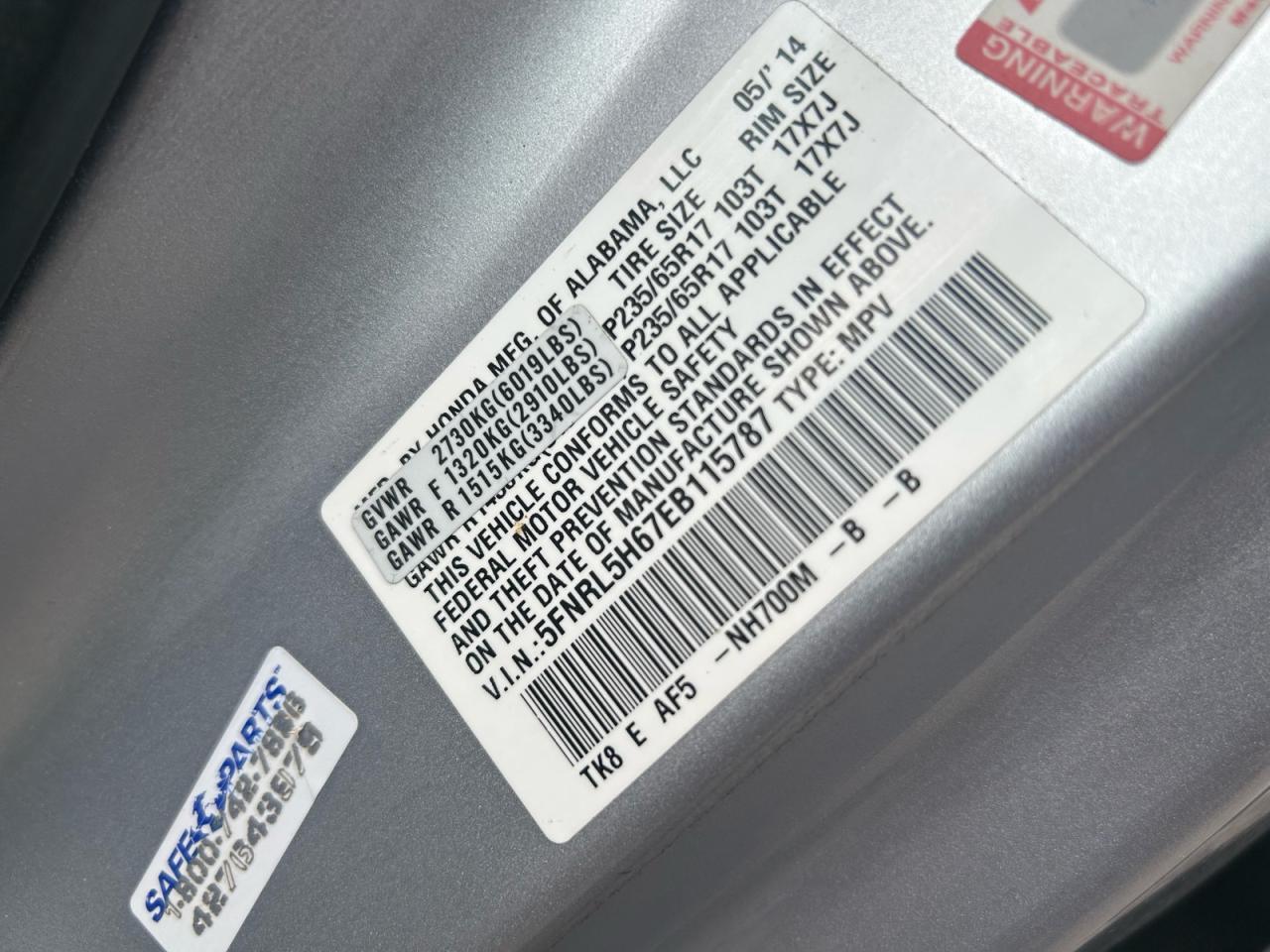 2014 Honda Odyssey Exl Silver vin: 5FNRL5H67EB115787