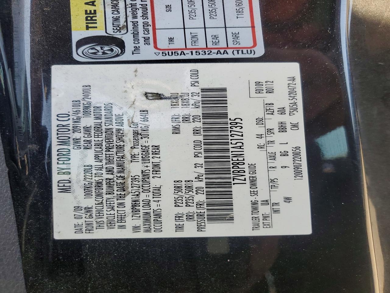 2010 Ford Mustang Black vin: 1ZVBP8EN1A5127395