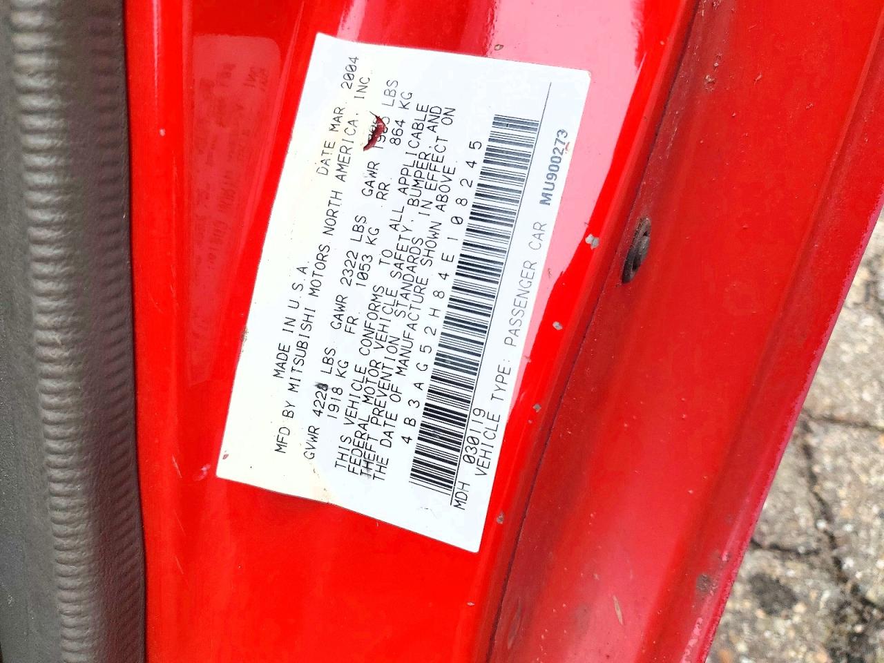 2004 Dodge Stratus R/t Red vin: 4B3AG52H84E108245