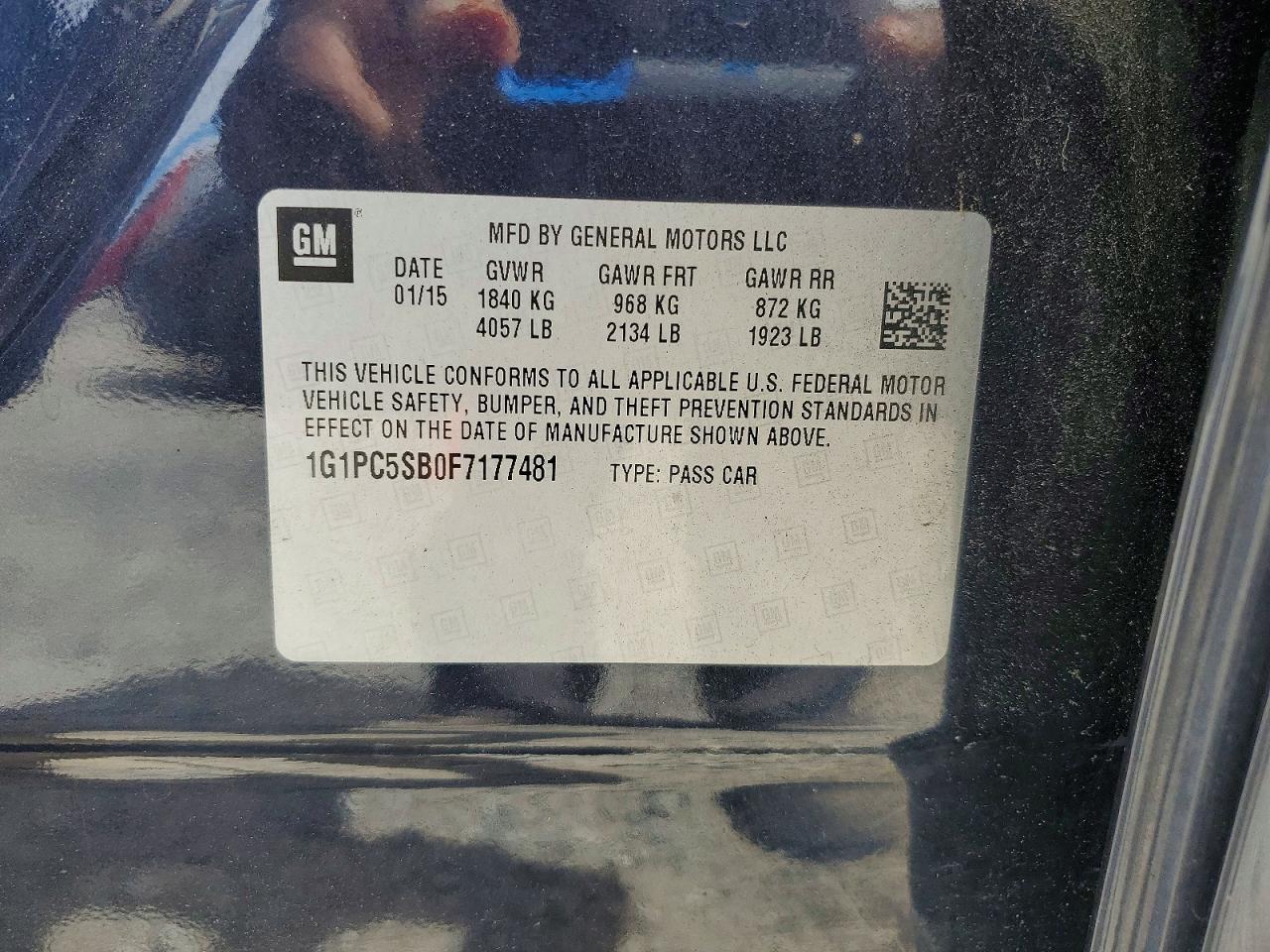 2015 Chevrolet Cruze Lt Black vin: 1G1PC5SB0F7177481