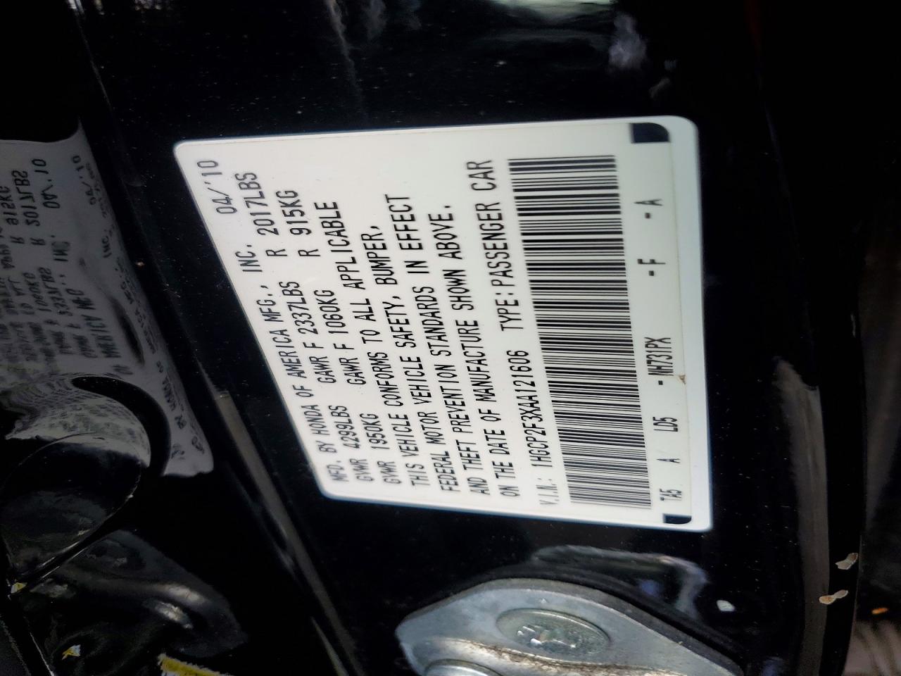2010 Honda Accord Lx Black vin: 1HGCP2F3XAA121606