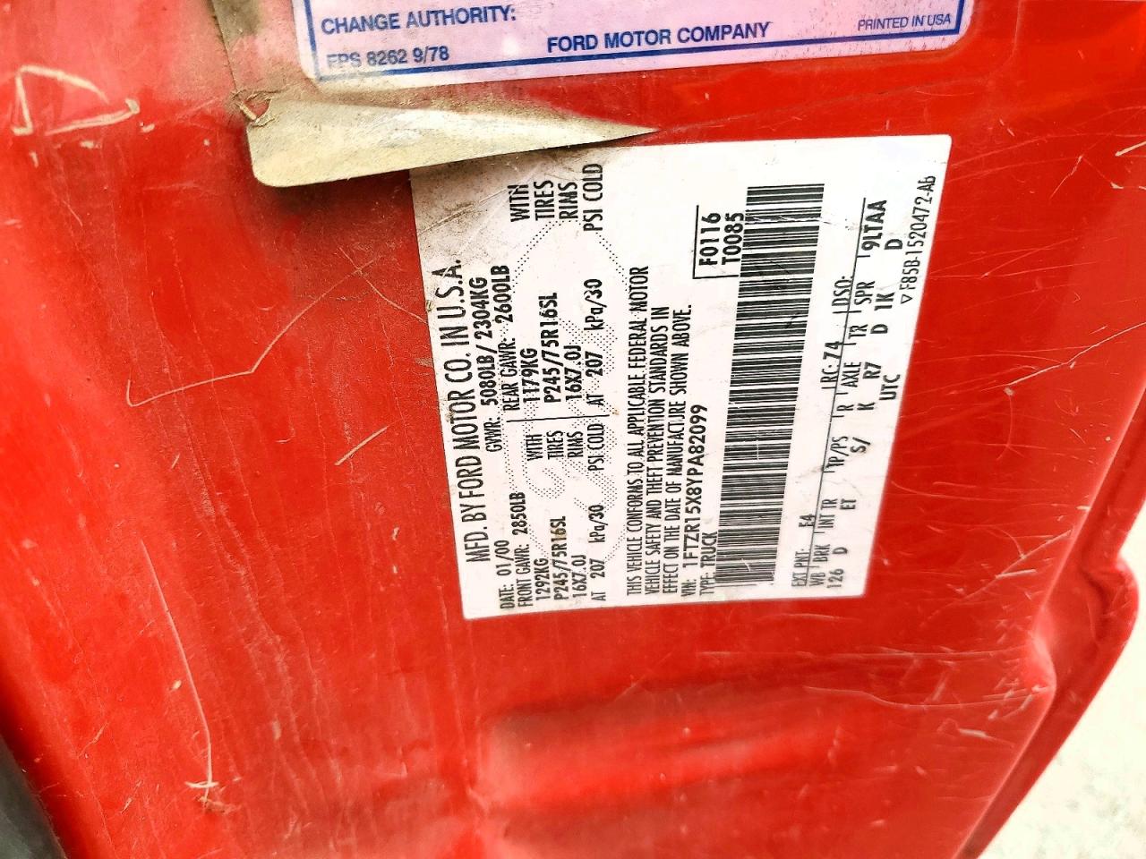 2000 Ford Ranger Super Cab Red vin: 1FTZR15X8YPA82099