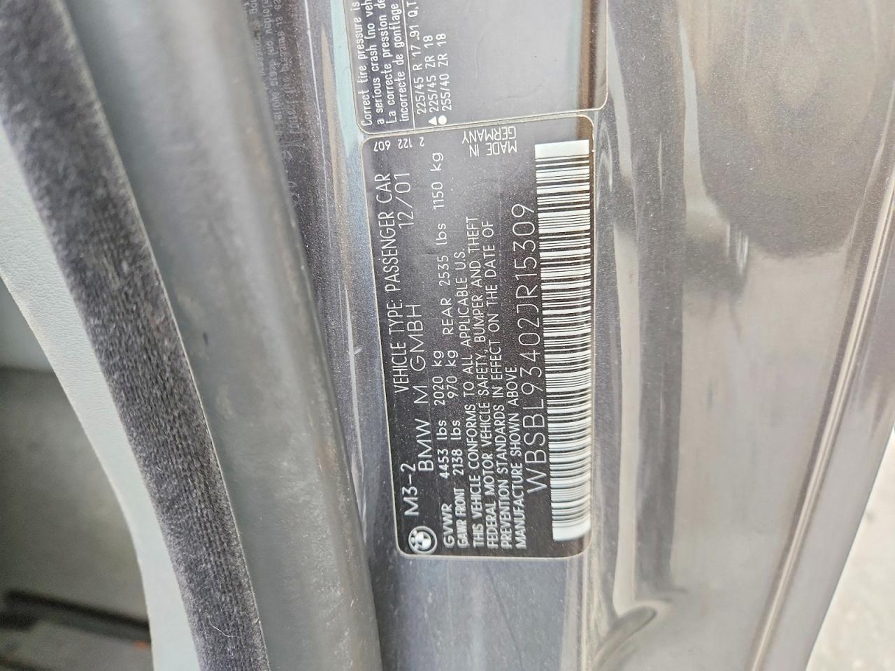 2002 Bmw Motorrad M3 Gray vin: WBSBL93402JR15309