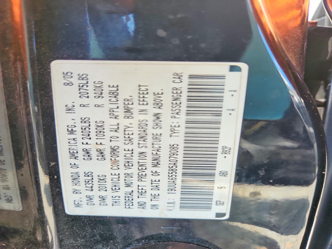 2005 Acura Tl Gray vin: 19UUA65585A079085
