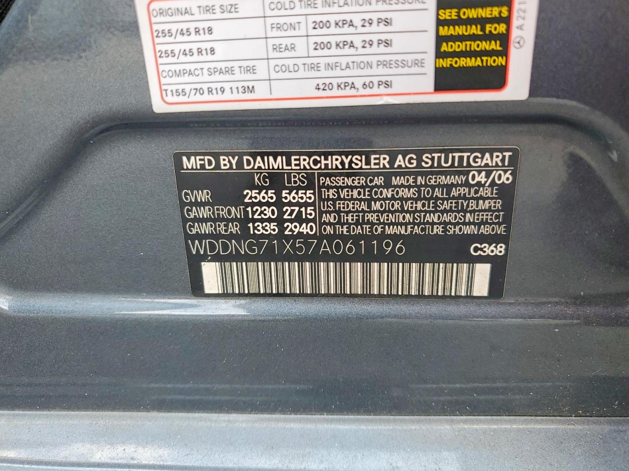 2007 Mercedes-benz S 550 Gray vin: WDDNG71X57A061196