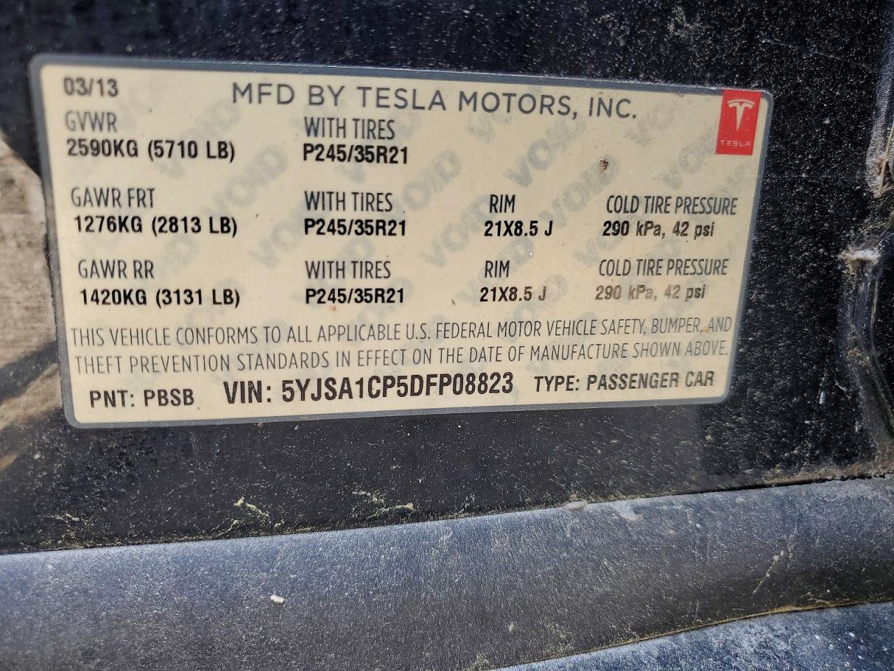 2013 Tesla Model S Black vin: 5YJSA1CP5DFP08823