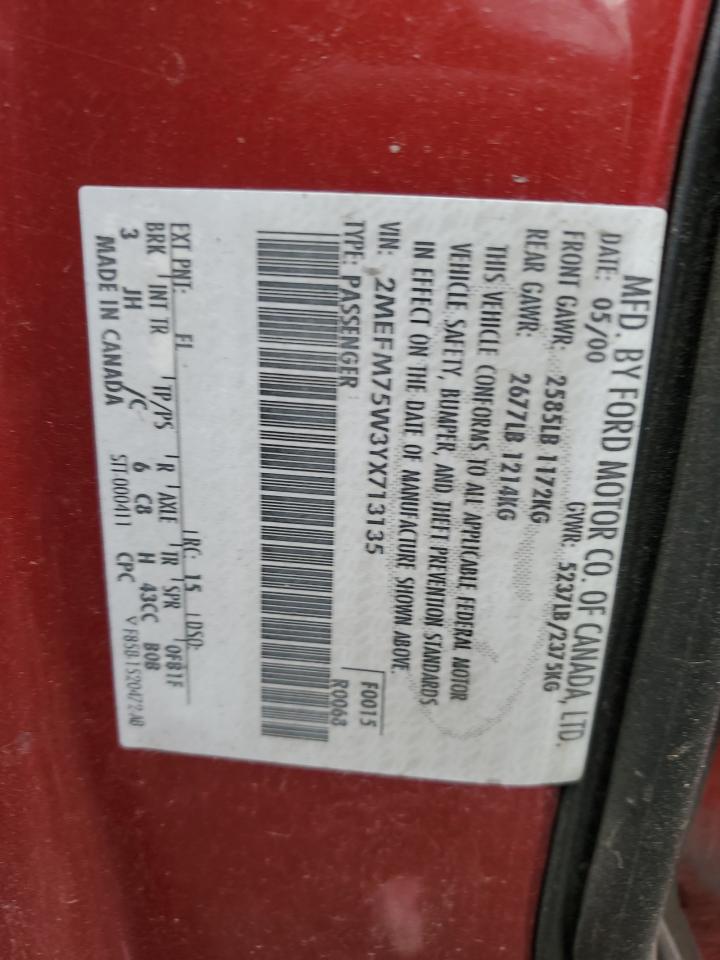 2000 Mercury Grand Marquis Ls Красный vin: 2MEFM75W3YX713135