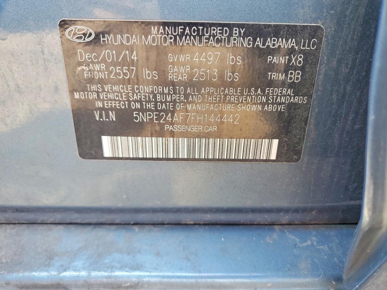 2015 Hyundai Sonata Blue vin: 5NPE24AF7FH144442