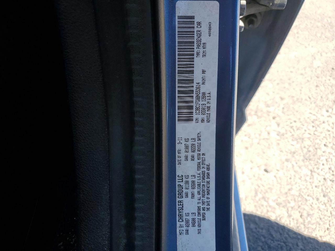 2011 Chrysler 200 Touring Blue vin: 1C3BC1FG8BN553614