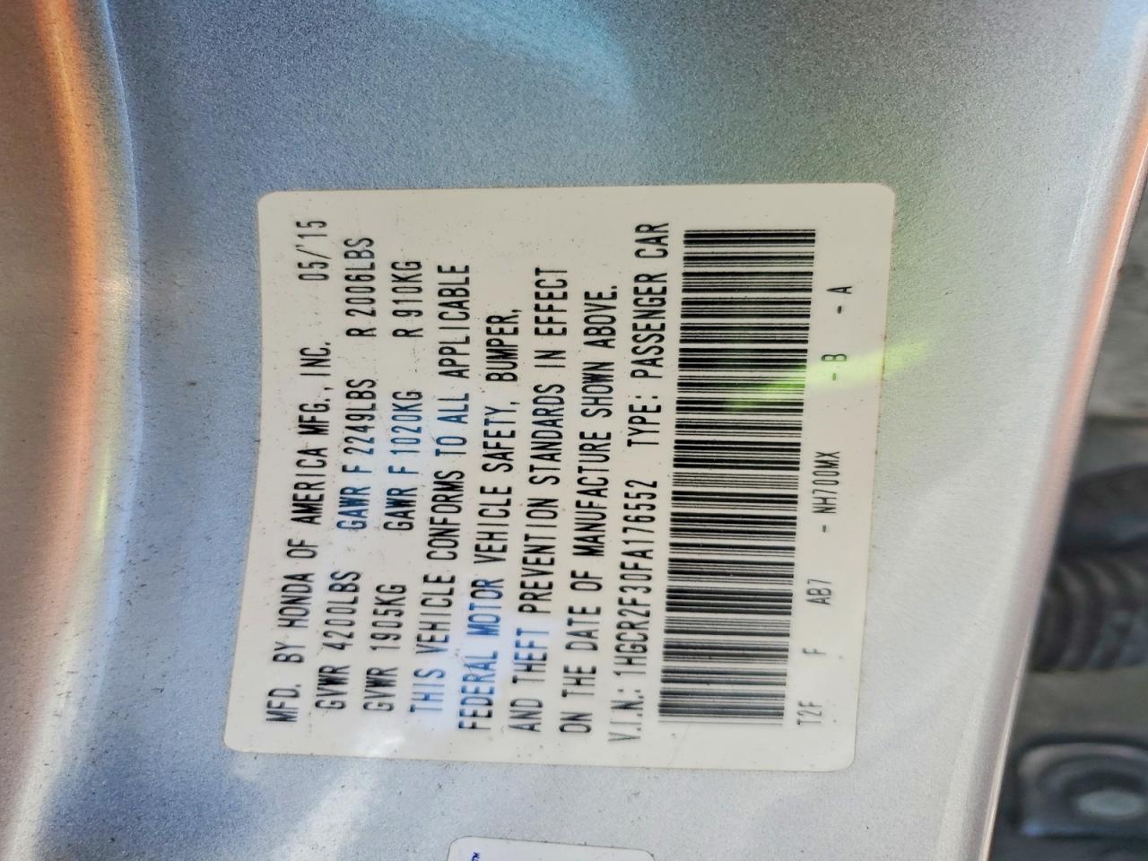 2015 Honda Accord Lx Silver vin: 1HGCR2F30FA176552