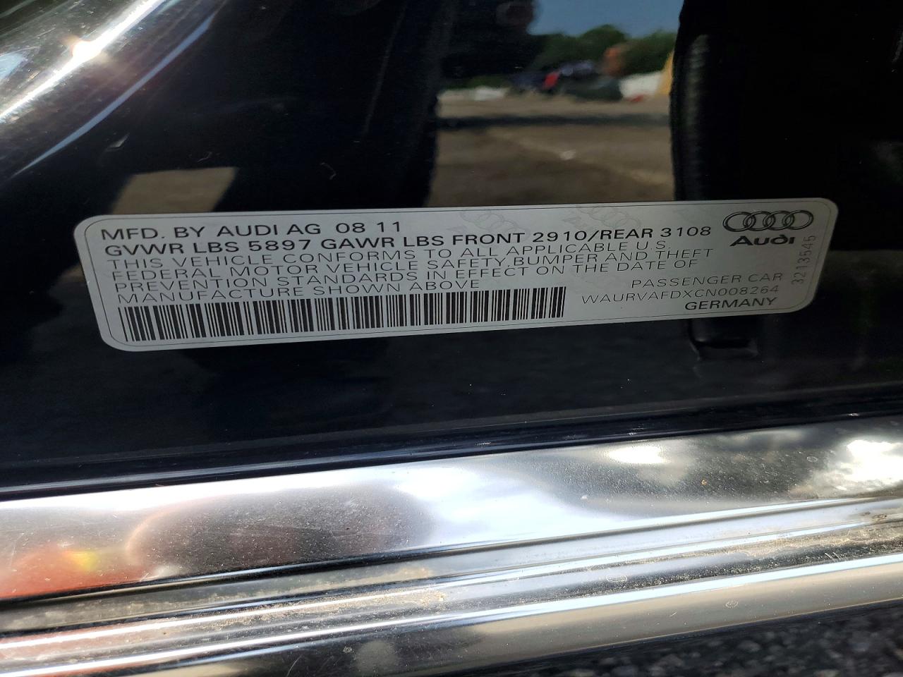 2012 Audi A8 L Quattro Black vin: WAURVAFDXCN008264