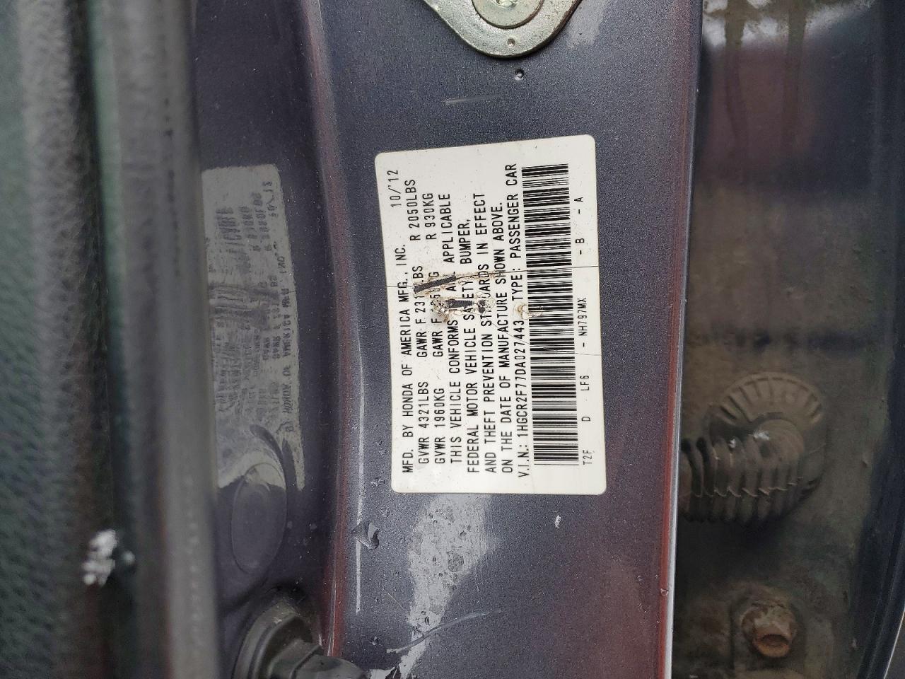 2013 Honda Accord Ex Gray vin: 1HGCR2F77DA027443