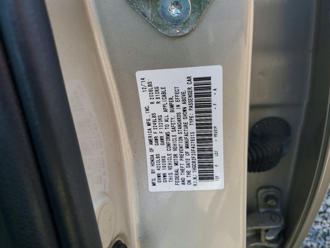 2015 Honda Accord Lx Gold vin: 1HGCR2F30FA076015