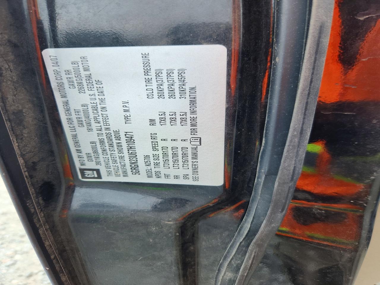 2007 Hummer H2 Black vin: 5GRGN23U67H109471