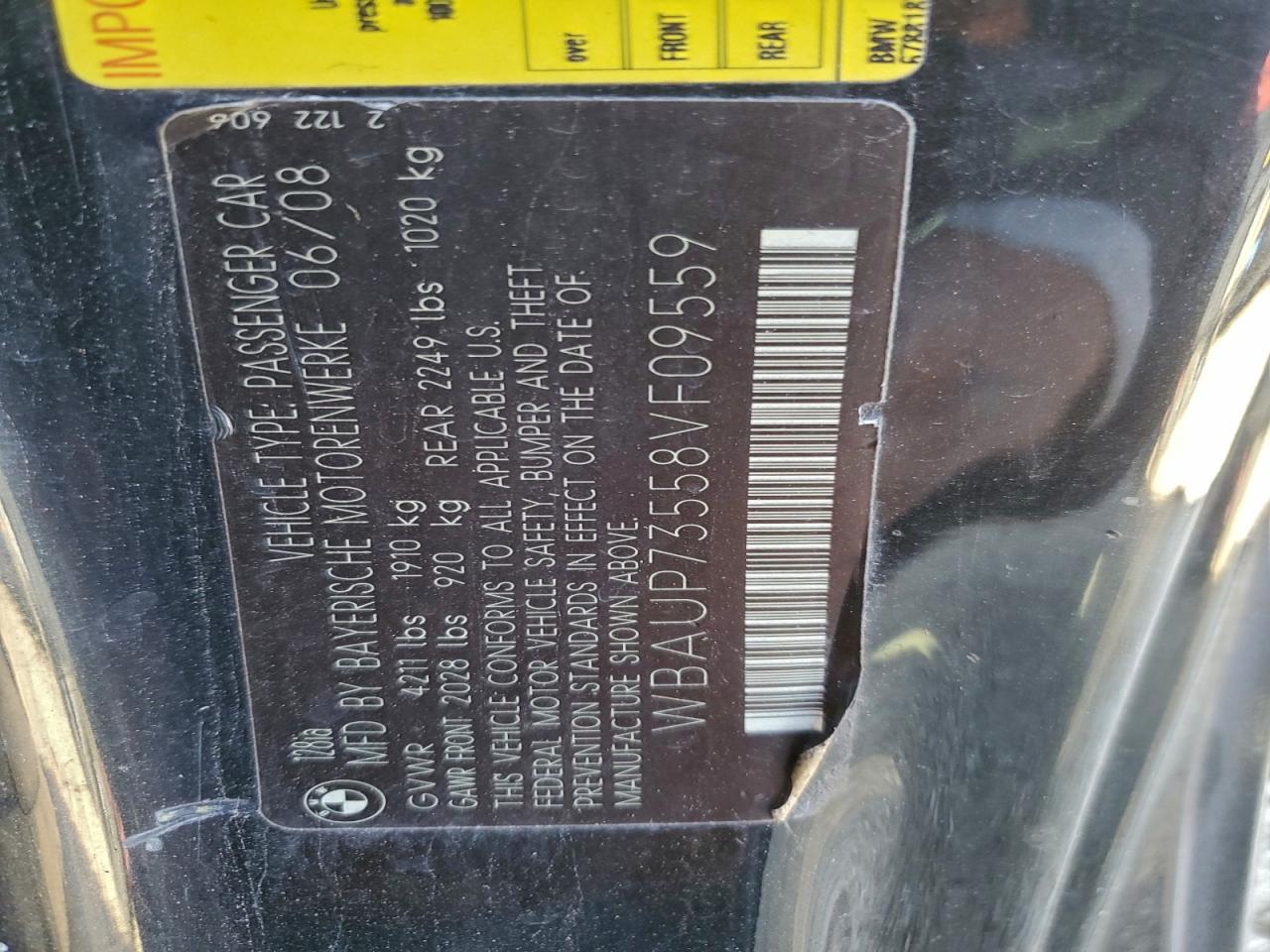2008 Bmw 128 I Black vin: WBAUP73558VF09559