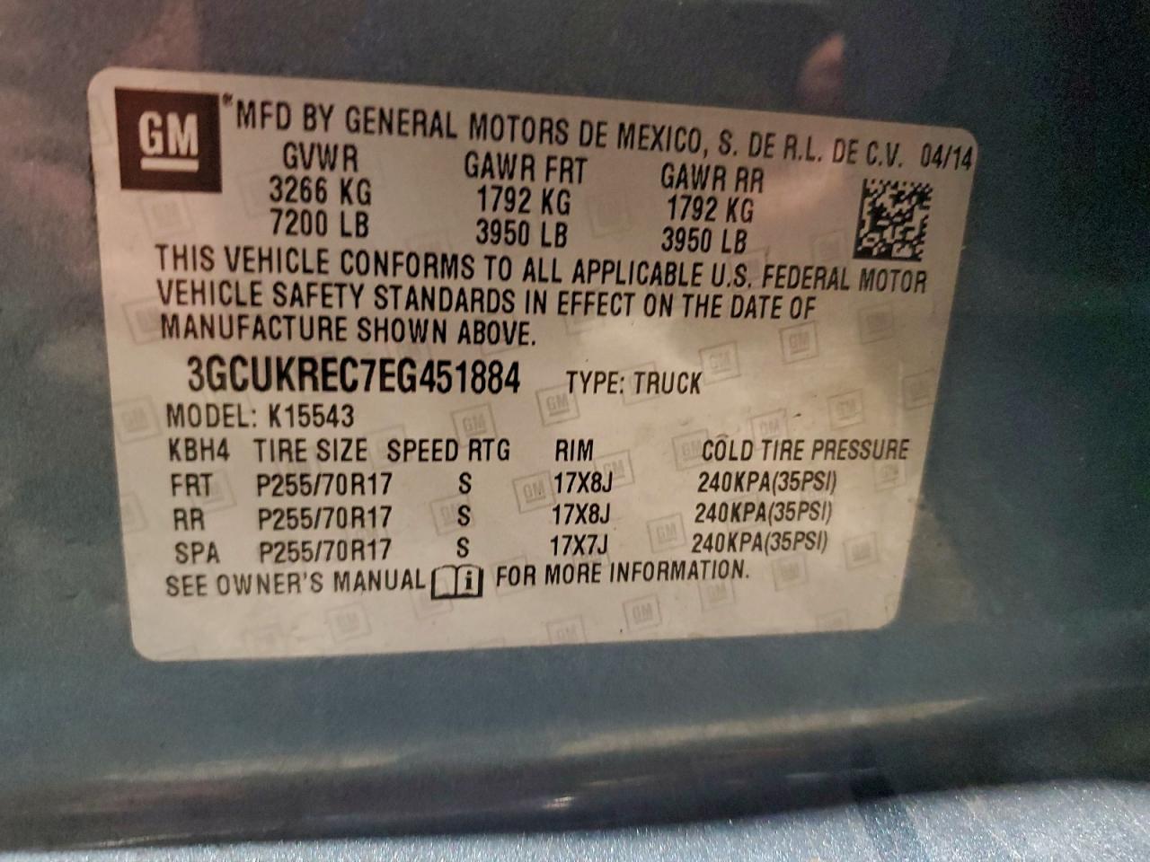2014 Chevrolet Silverado K1500 Lt Синий vin: 3GCUKREC7EG451884