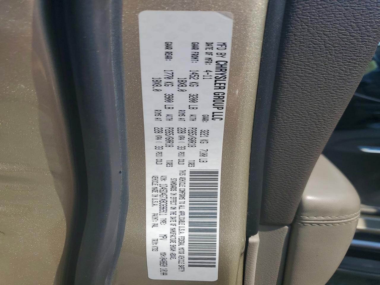 2011 Dodge Durango Crew Gold vin: 1D4SD4GTXBC696911