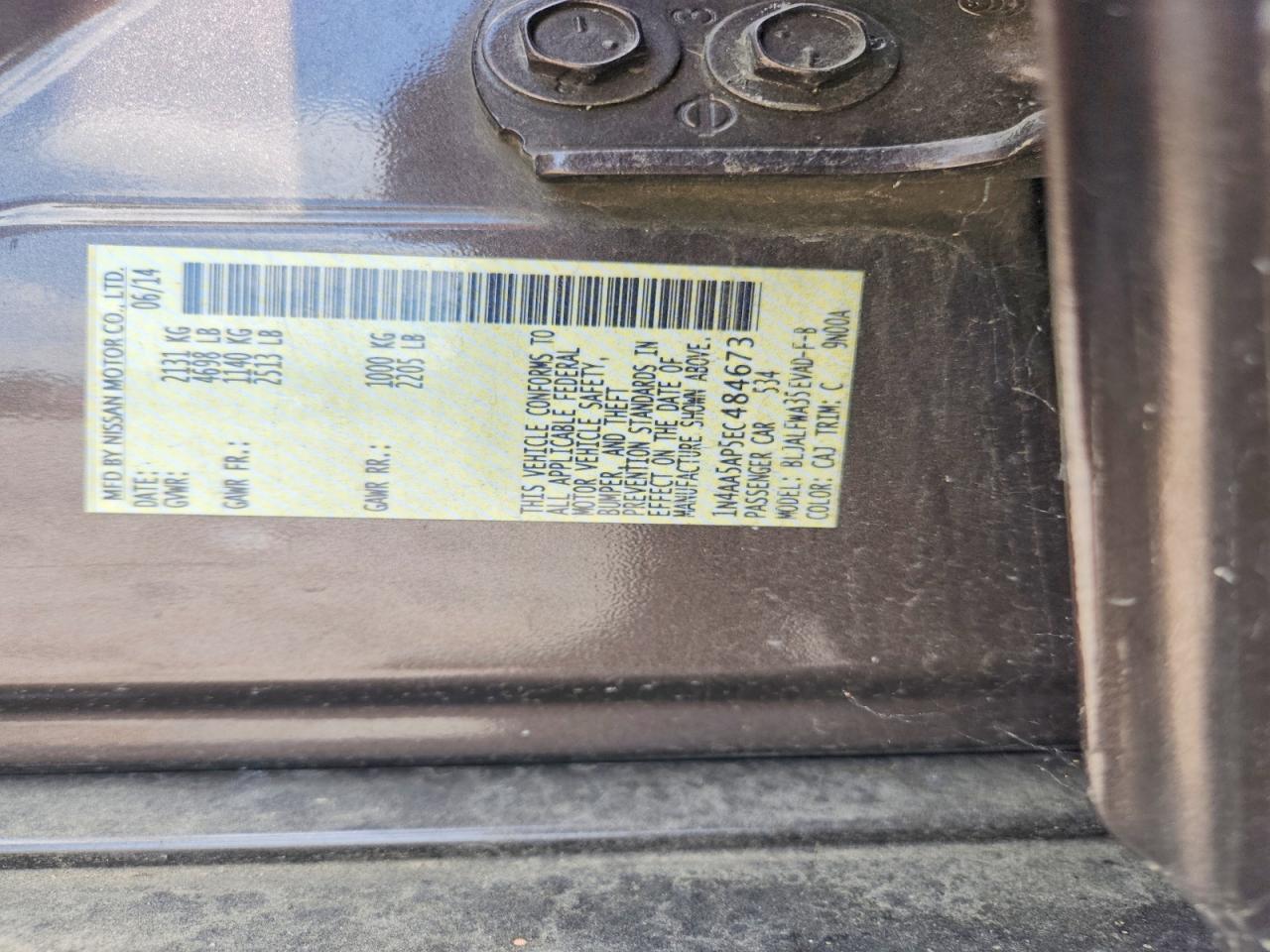 2014 Nissan Maxima 3.5 S Brown vin: 1N4AA5AP5EC484673