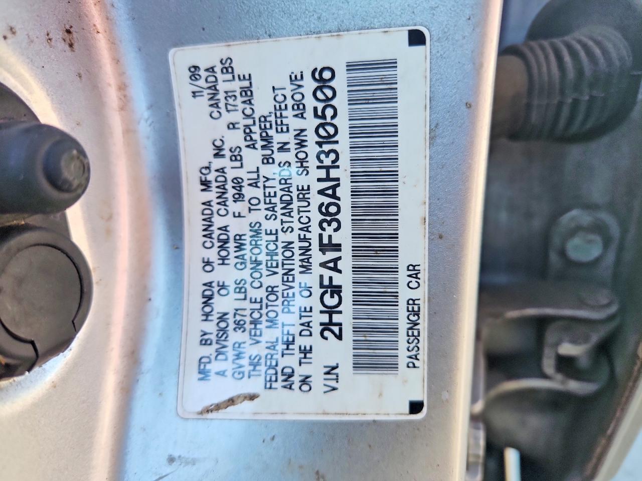 2010 Honda Civic Vp Gray vin: 2HGFA1F36AH310506
