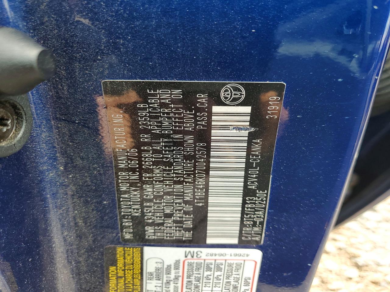 2007 Toyota Camry Le Blue vin: 4T1BE46K07U042578