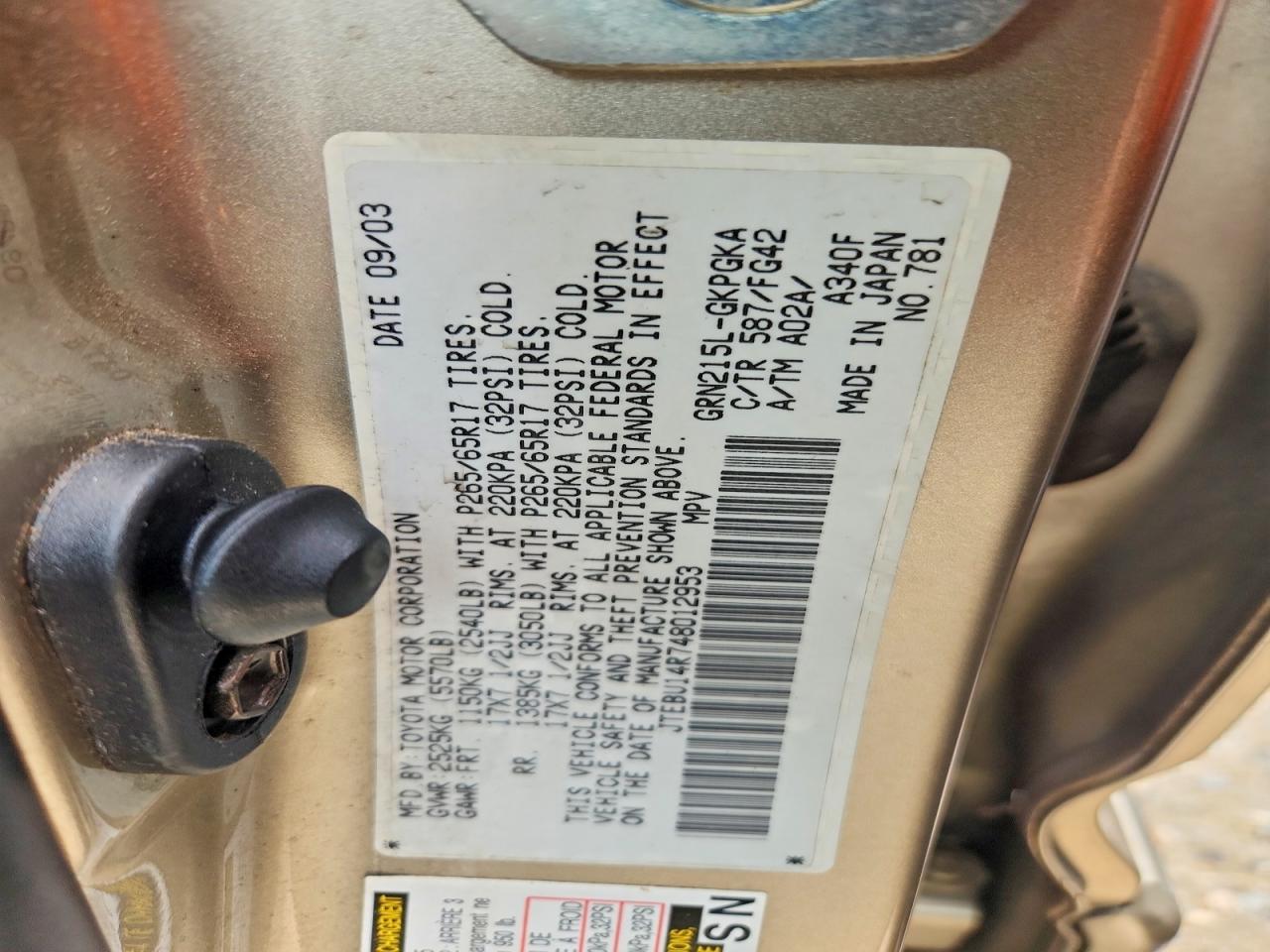 2004 Toyota 4runner Sr5 Gray vin: JTEBU14R748012953