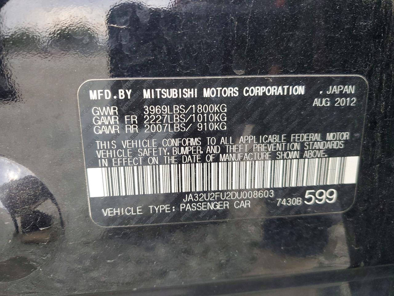 2013 Mitsubishi Lancer Es/es Sport Black vin: JA32U2FU2DU008603