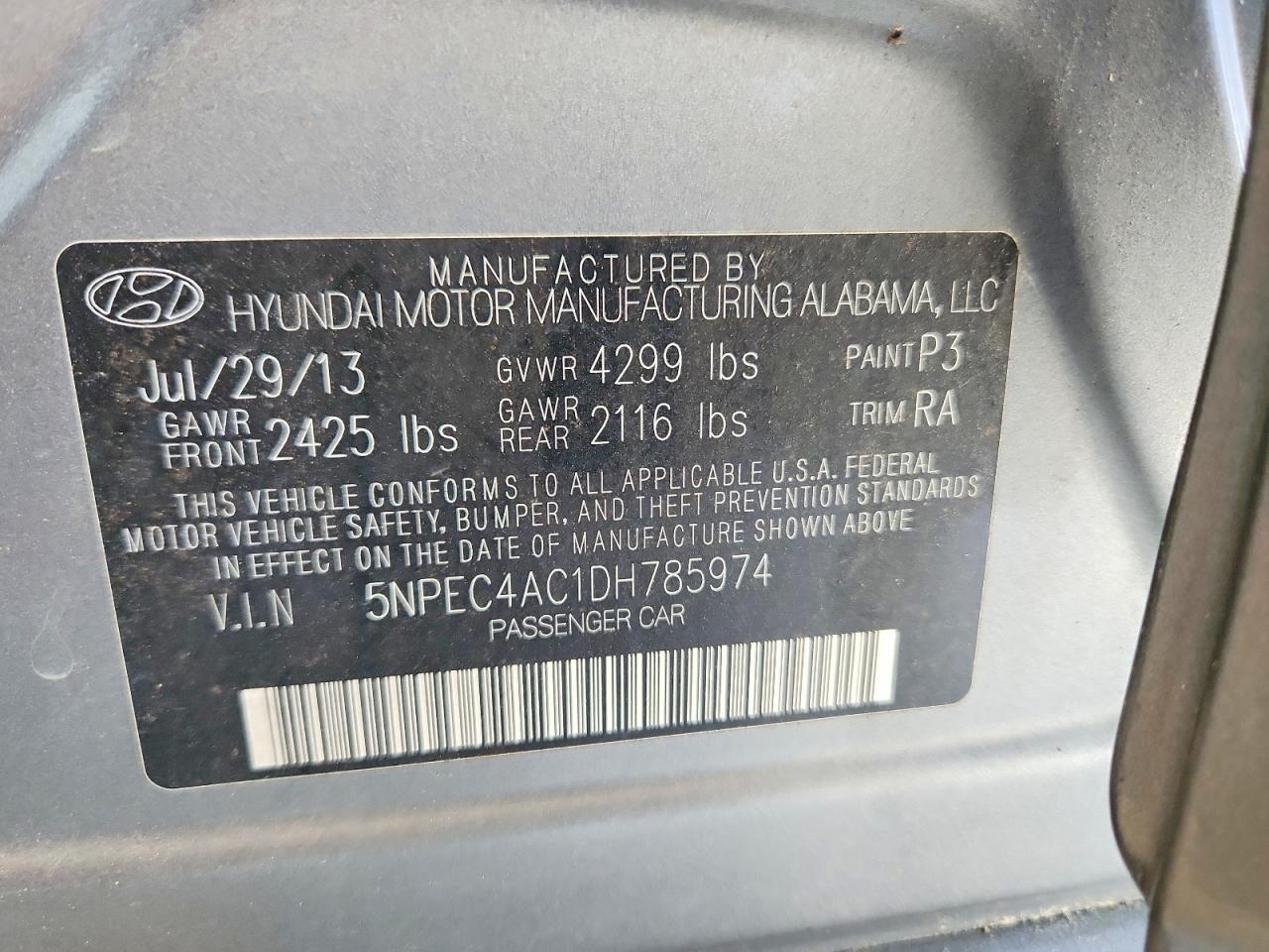 2013 Hyundai Sonata Limited Gray vin: 5NPEC4AC1DH785974