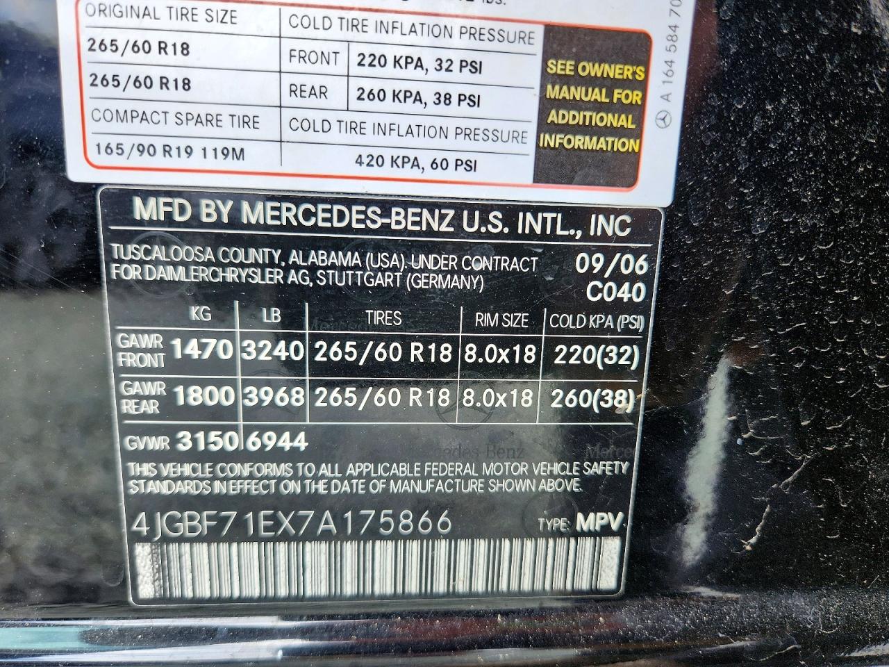 2007 Mercedes-benz Gl 450 4matic Черный vin: 4JGBF71EX7A175866