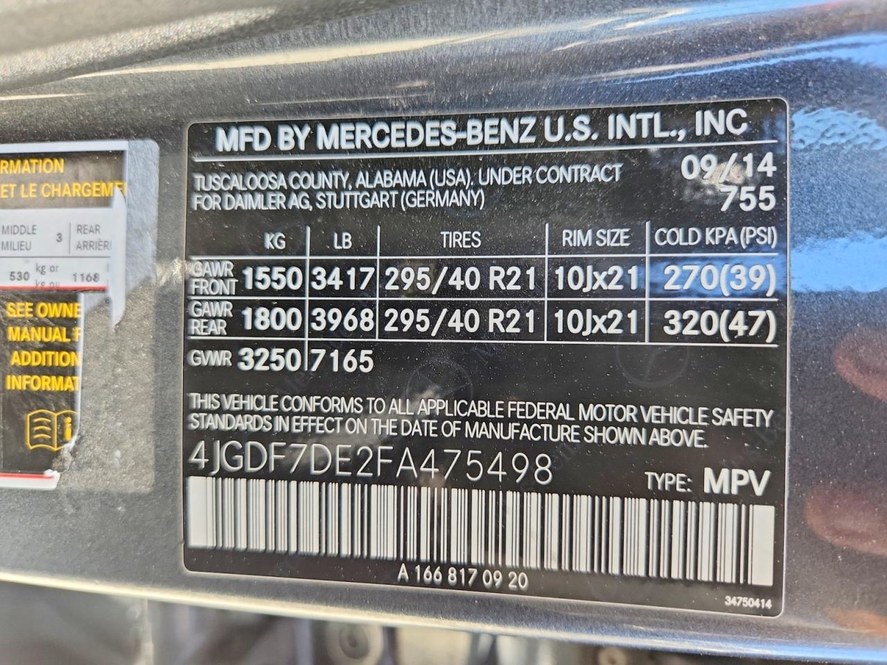 2015 Mercedes-benz Gl 550 4matic Gray vin: 4JGDF7DE2FA475498