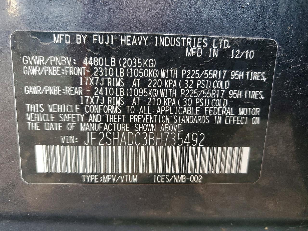 2011 Subaru Forester 2.5x Premium Gray vin: JF2SHADC3BH735492