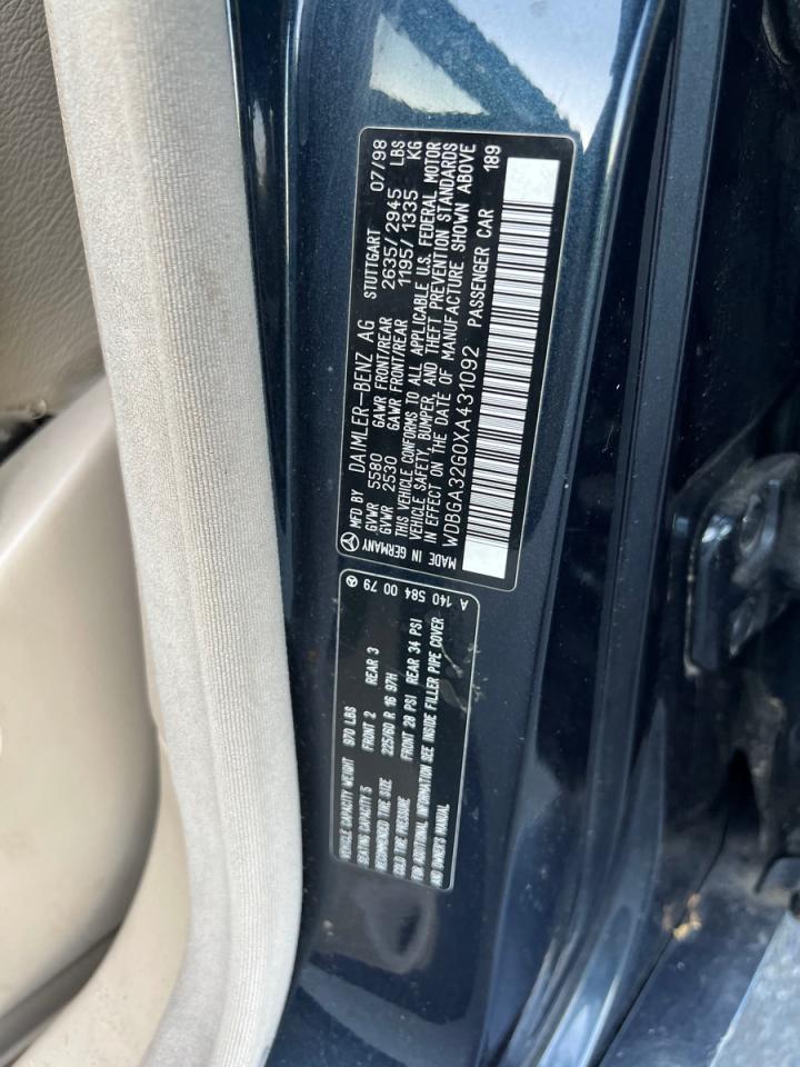 1999 Mercedes-benz S 320w Синий vin: WDBGA32G0XA431092