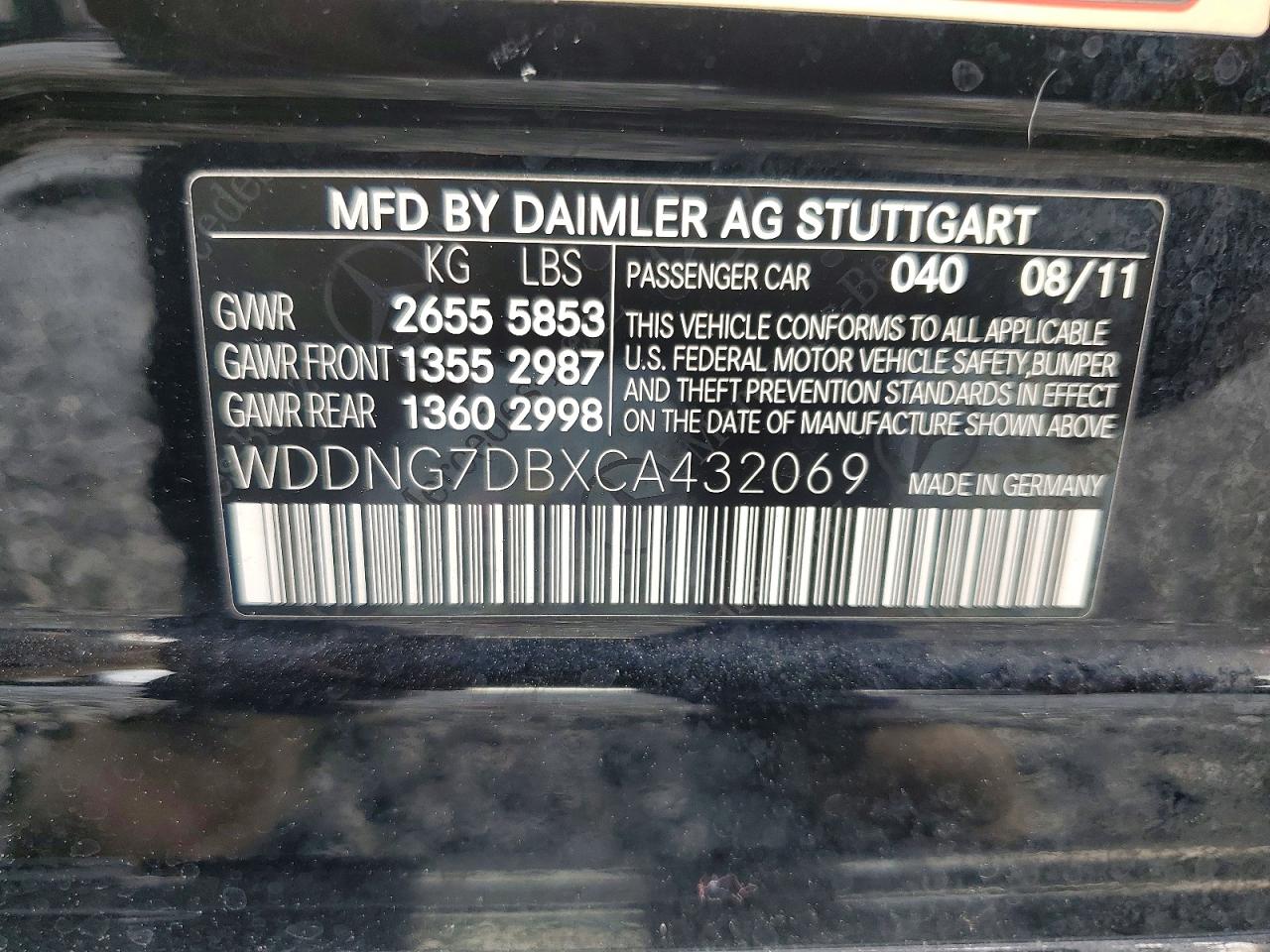 2012 Mercedes-benz S 550 Black vin: WDDNG7DBXCA432069