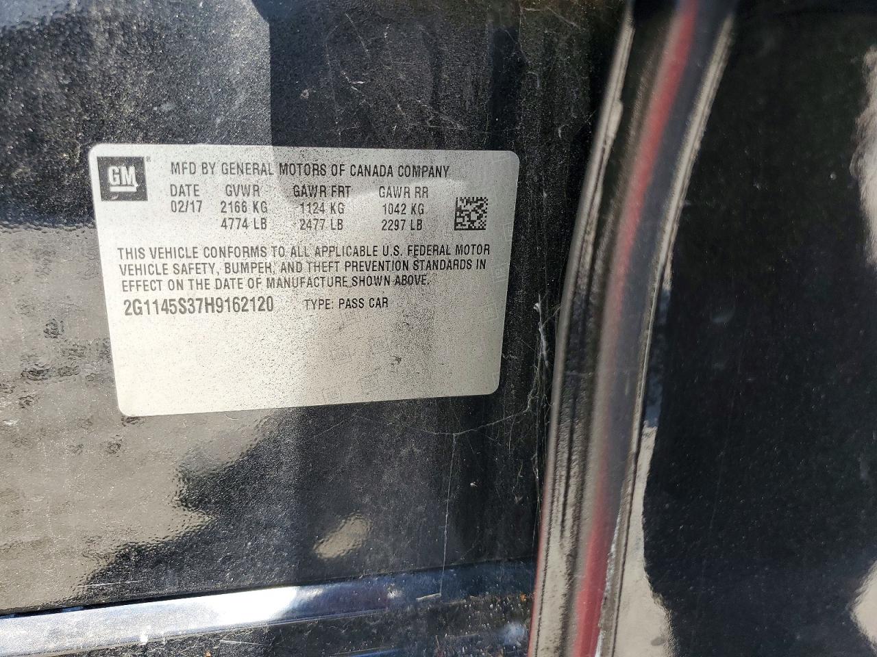 2017 Chevrolet Impala Premier Black vin: 2G1145S37H9162120