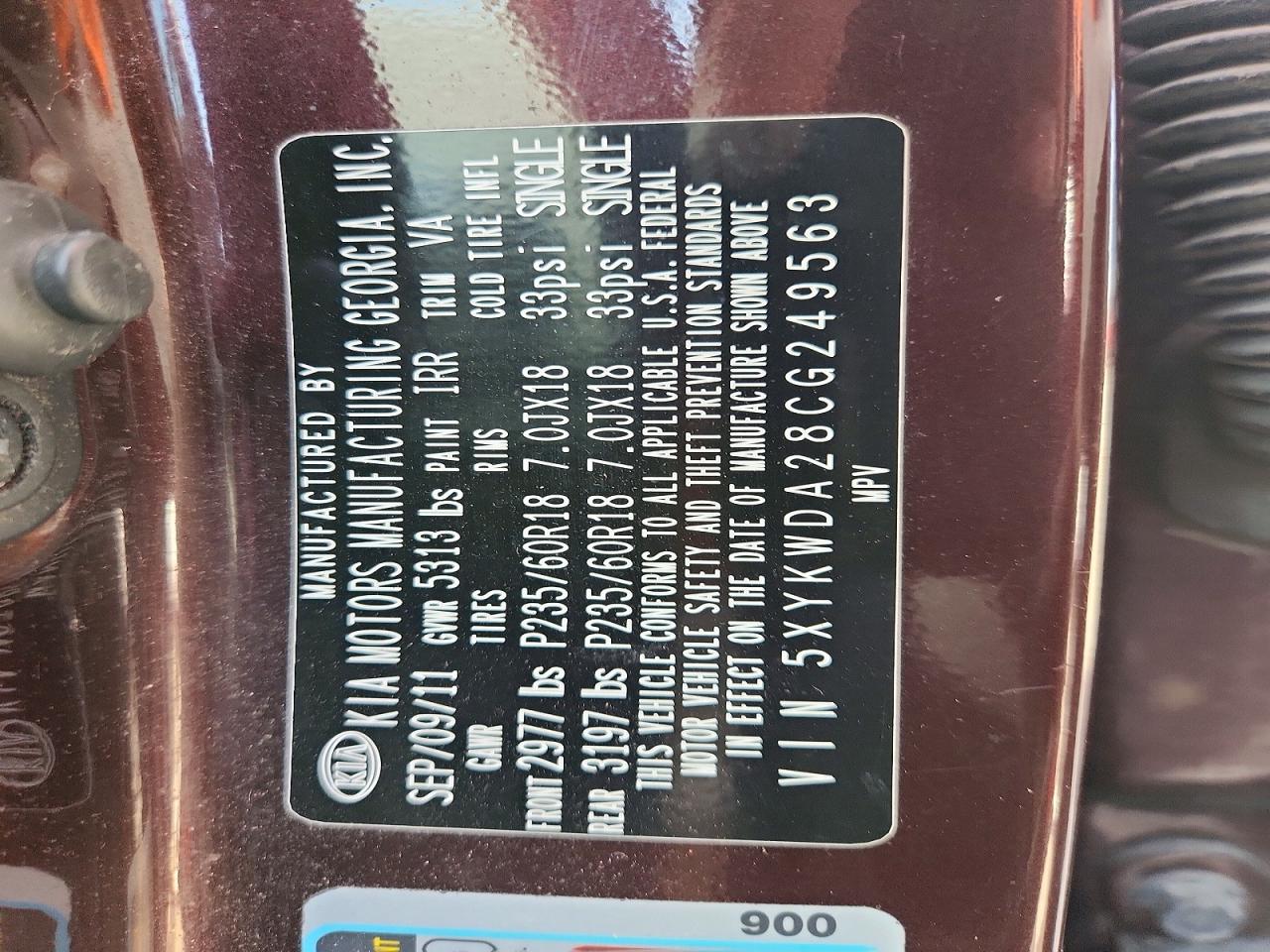 2012 Kia Sorento Sx Red vin: 5XYKWDA28CG249563