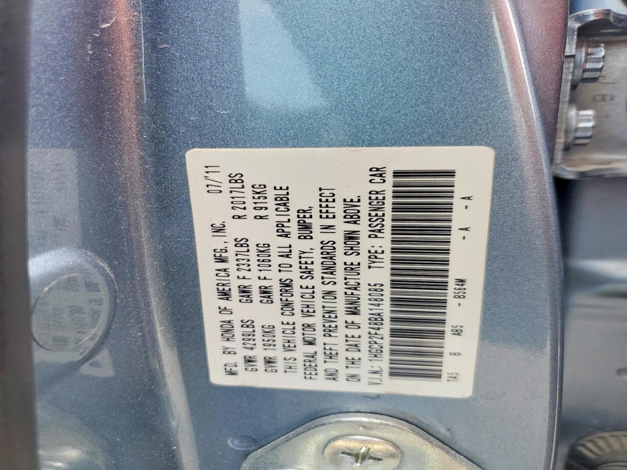 2011 Honda Accord Lxp Синий vin: 1HGCP2F48BA148085