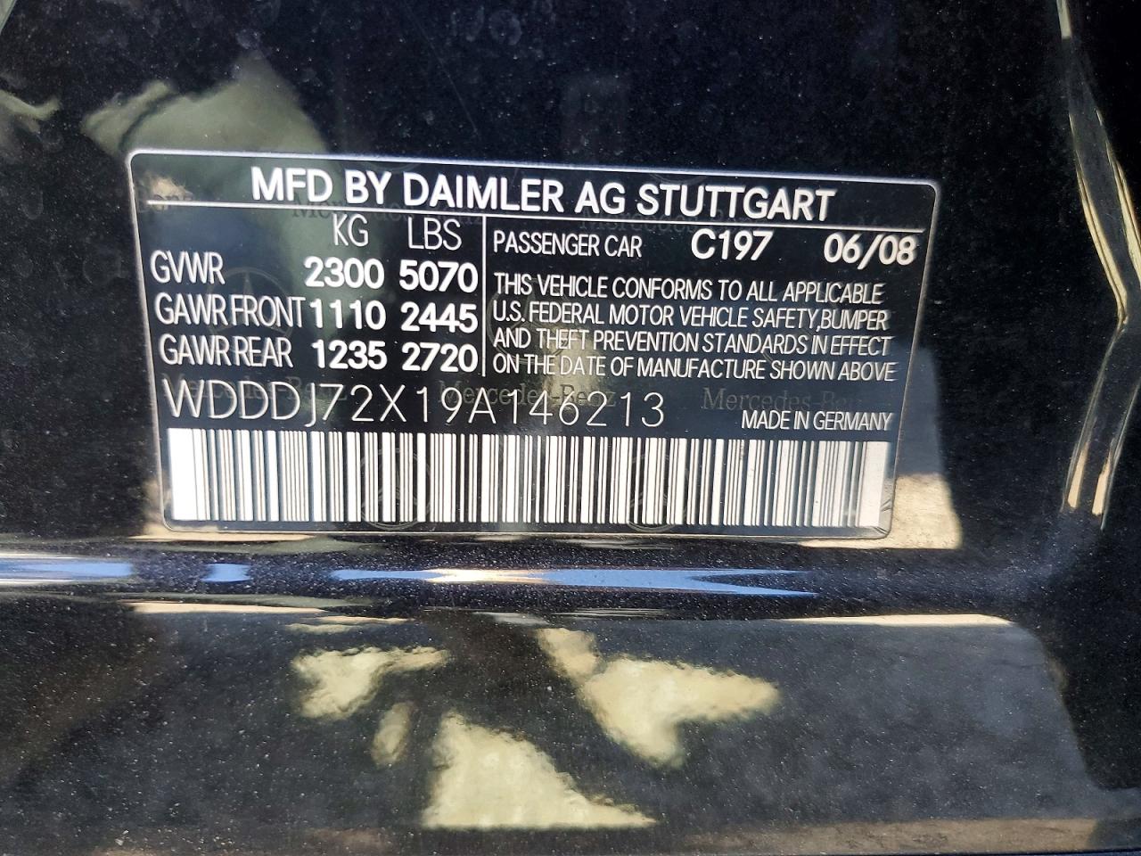 2009 Mercedes-benz Cls 550 Black vin: WDDDJ72X19A146213