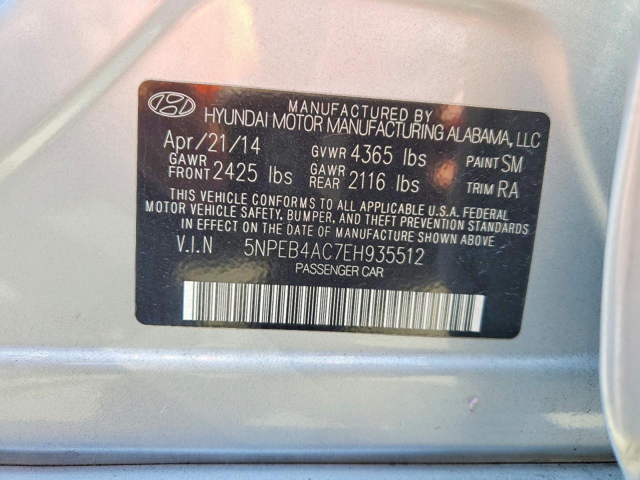 2014 Hyundai Sonata Gls Silver vin: 5NPEB4AC7EH935512