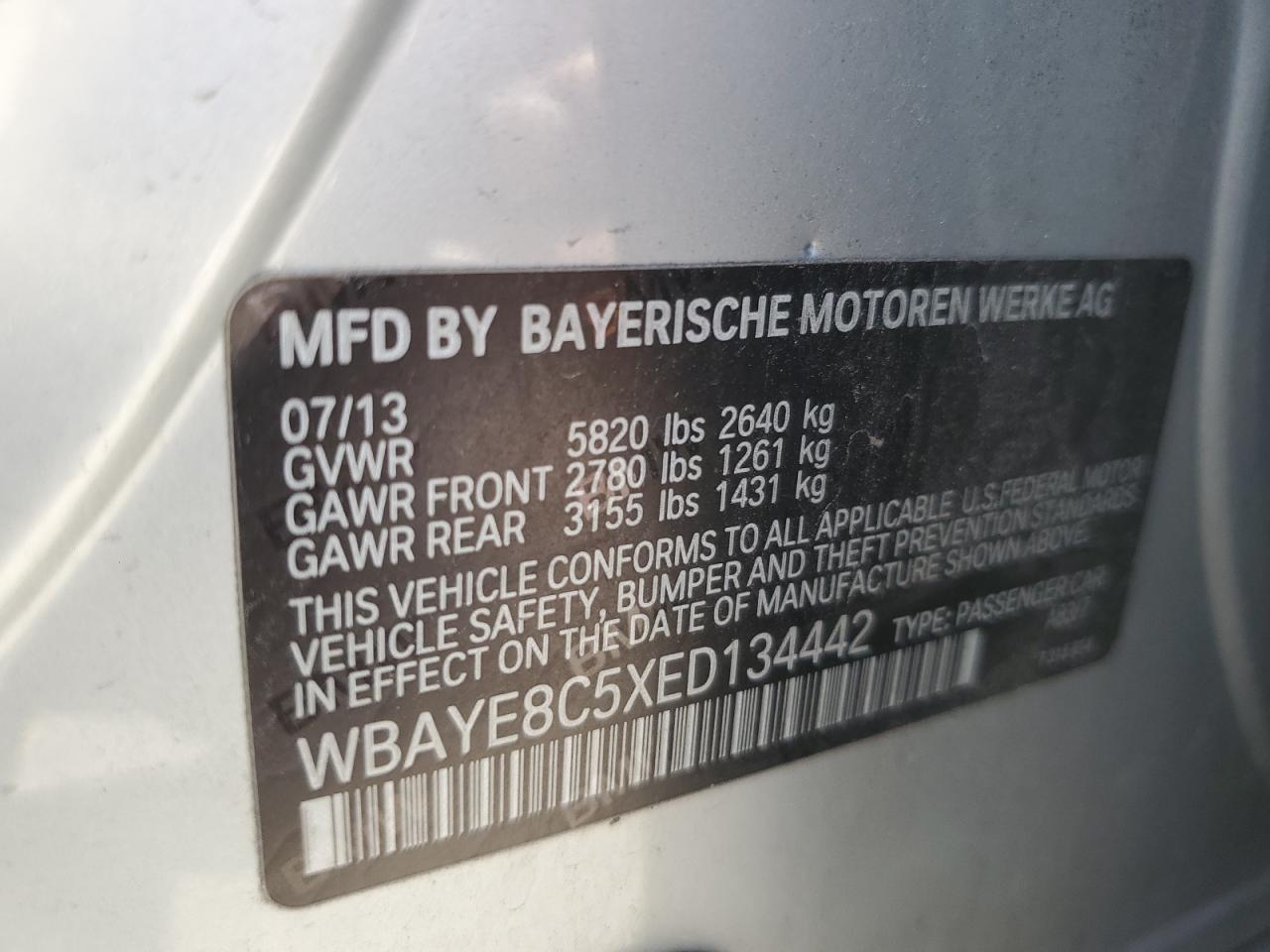2014 Bmw 750 Li Silver vin: WBAYE8C5XED134442