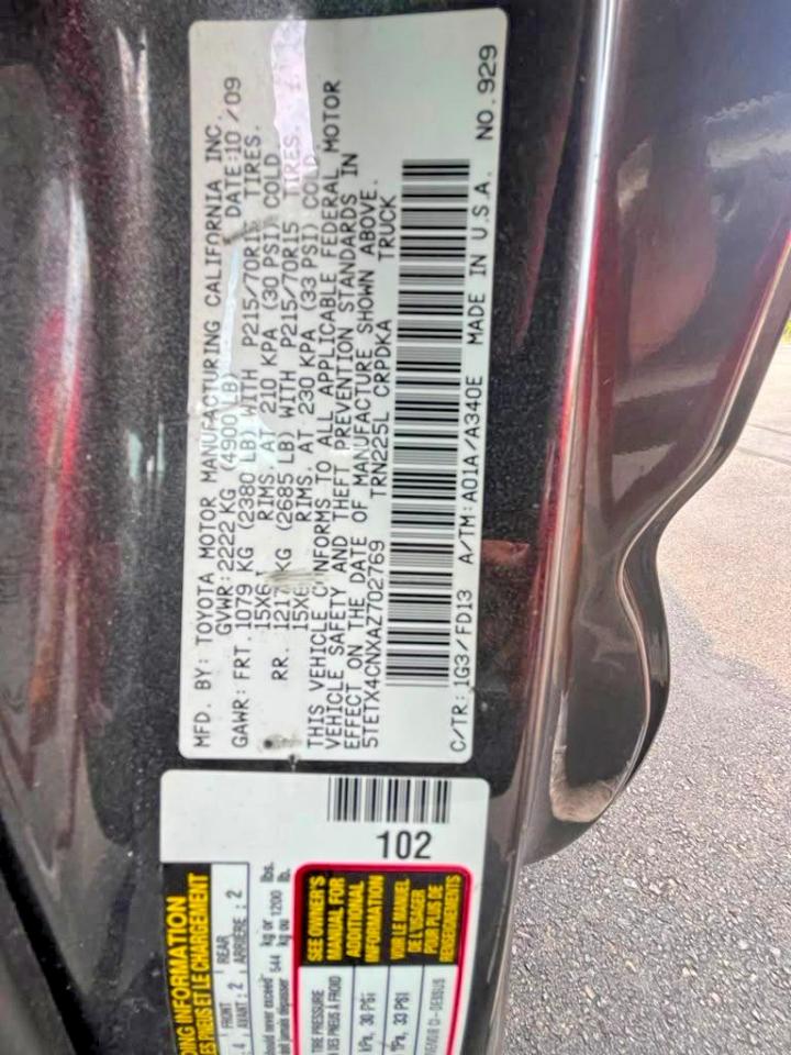 2010 Toyota Tacoma Base Black vin: 5TETX4CNXAZ702769